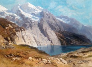 Vista del Doldenhorn con Oeschinensee de Carl Heyn